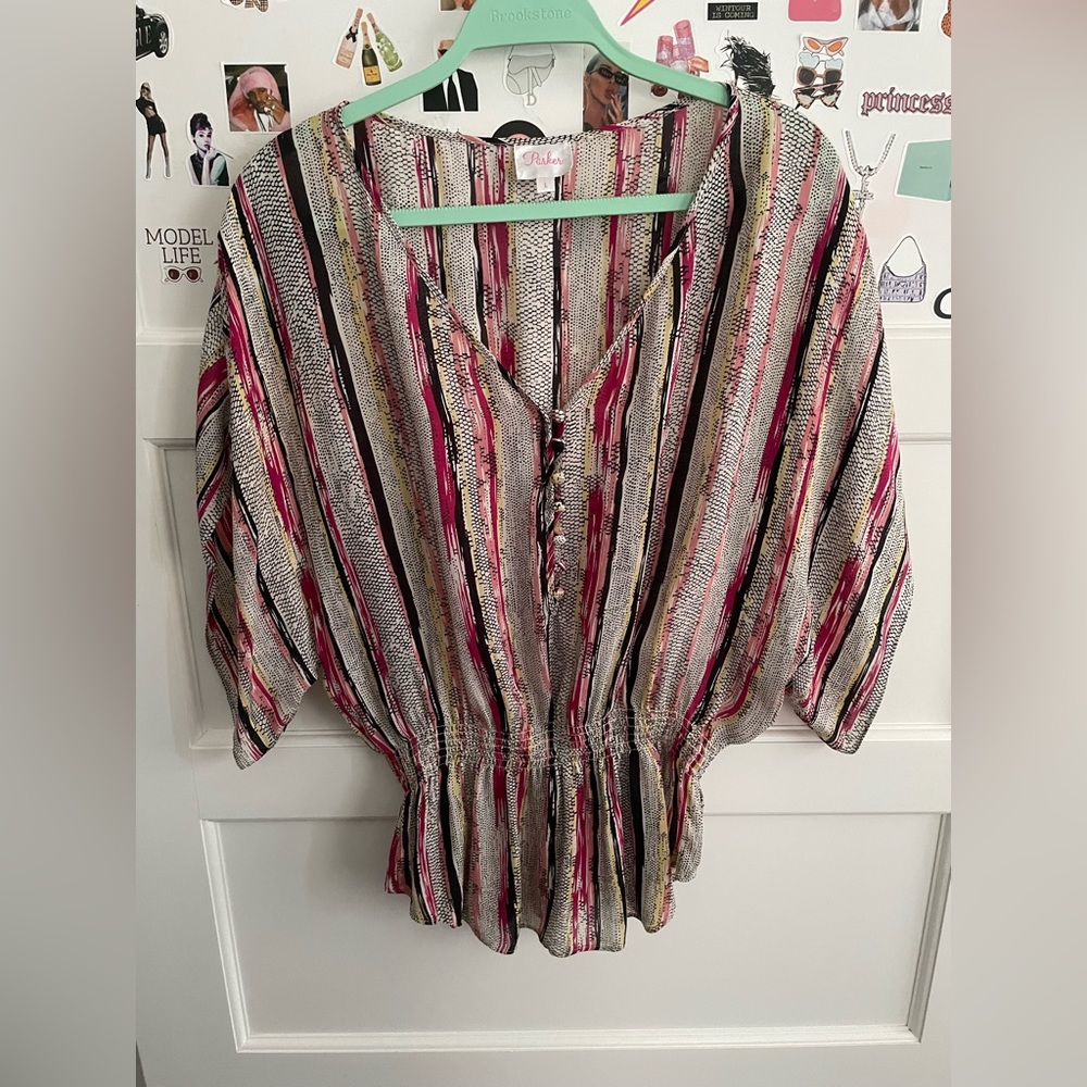 Printed Short Sleeve Blouse